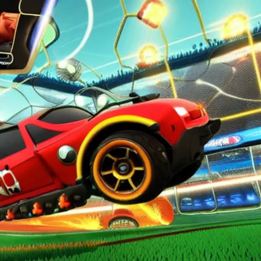 Prompt: quentin tarantino in the video game rocket league