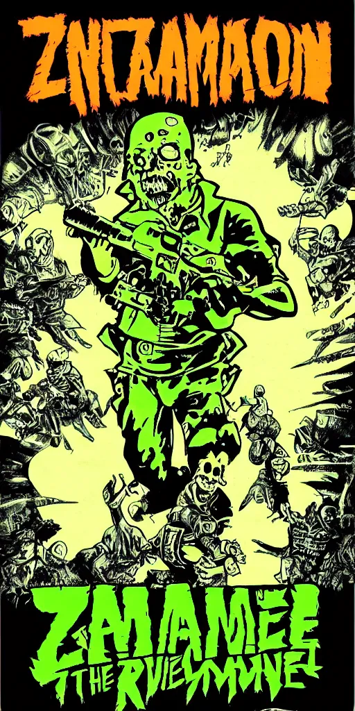 Image similar to invasion of the radioactive zombie rats retro video game box art in gameboy style, dramatic lighting from below, green rim light, dark background, 4K W- 1024