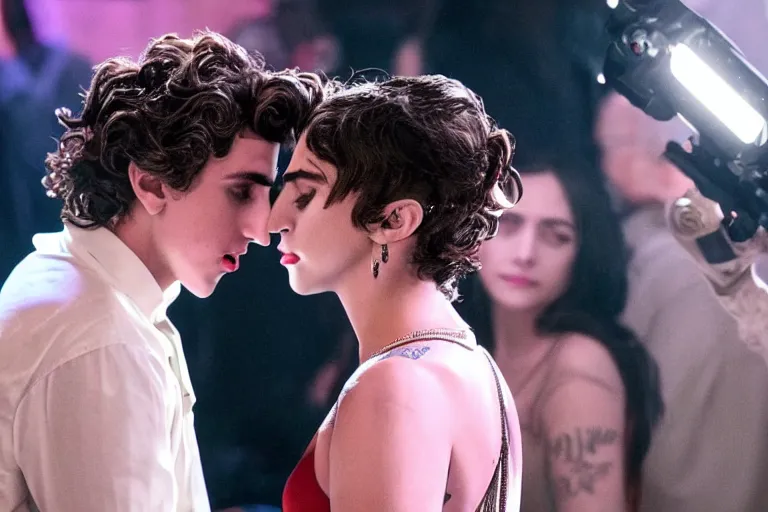 Image similar to lady gaga and timothee chalamet, red weapon 8 k s 3 5, cooke anamorphic / i lenses, highly detailed, cinematic lighting