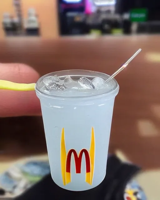 Prompt: is this a tooth inside my Sprite? wtf McDonalds, instagram post, viral photo, viral post