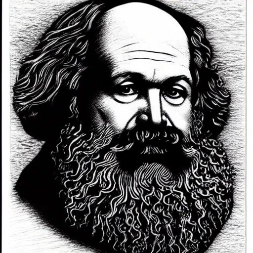 Prompt: highly detailed portrait karl marx drawn by junji ito, detailed