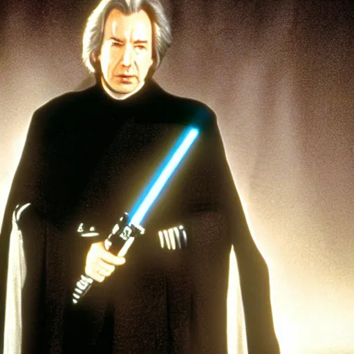 Image similar to movie still of alan rickman as emporer palpatine star wars ( 1 9 7 7 )