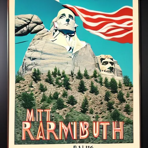 Prompt: 1 9 4 0 s national park poster of mt. rushmore