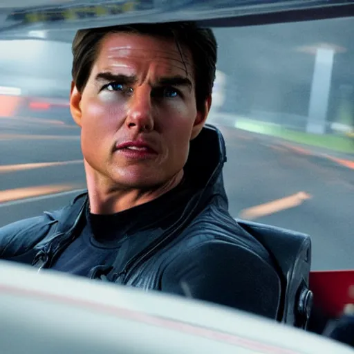 Image similar to first picture of tom cruise as evil racer in new fast and the furious movie, ( eos 5 ds r, iso 1 0 0, f / 8, 1 / 1 2 5, 8 4 mm, postprocessed, crisp face, facial features )