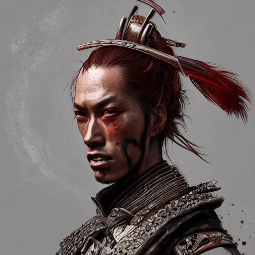 Image similar to Diseased Samurai warrior, portrait by Cedric Peyravernay, highly detailed, excellent composition, cinematic concept art, dramatic lighting, trending on ArtStation