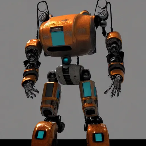 Prompt: 3D render of chappie robot