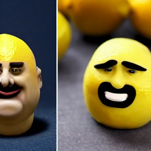 Prompt: a lemon with jay leno's face on top of the lemon