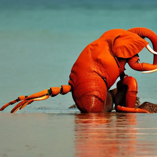 Image similar to a elephant - lobster - lobster - elephant, wildlife photography