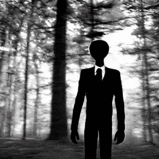 Image similar to a blurry lost camera footage of slenderman