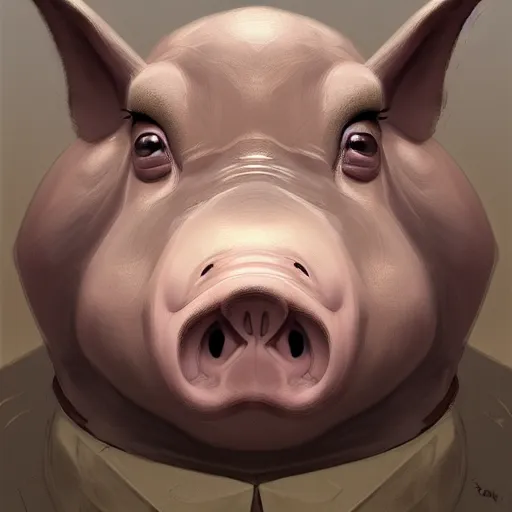 Image similar to dark fantasy character portrait of Peppa Pig, pig, animal, pig face, Peppa pig character, dramatic, unsettling, intricate, wild, highly detailed, digital painting, artstation, upper body, concept art, smooth, sharp focus, illustration, art by artgerm and greg rutkowski and alphonse mucha