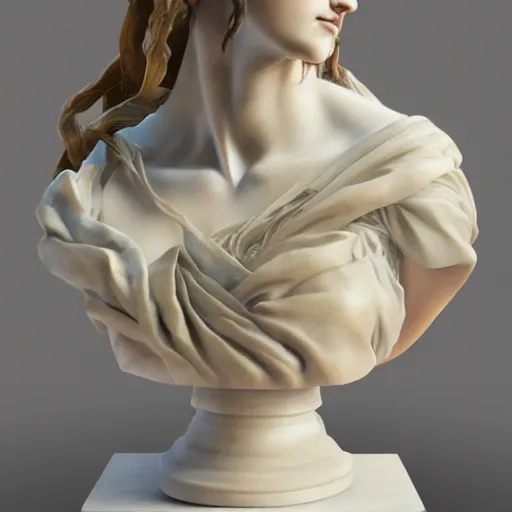 Image similar to beautiful lifelike award winning marble statue bust of hand newell trending on art station artgerm greg rutkowski alphonse mucha museum quality cinematic atmospheric