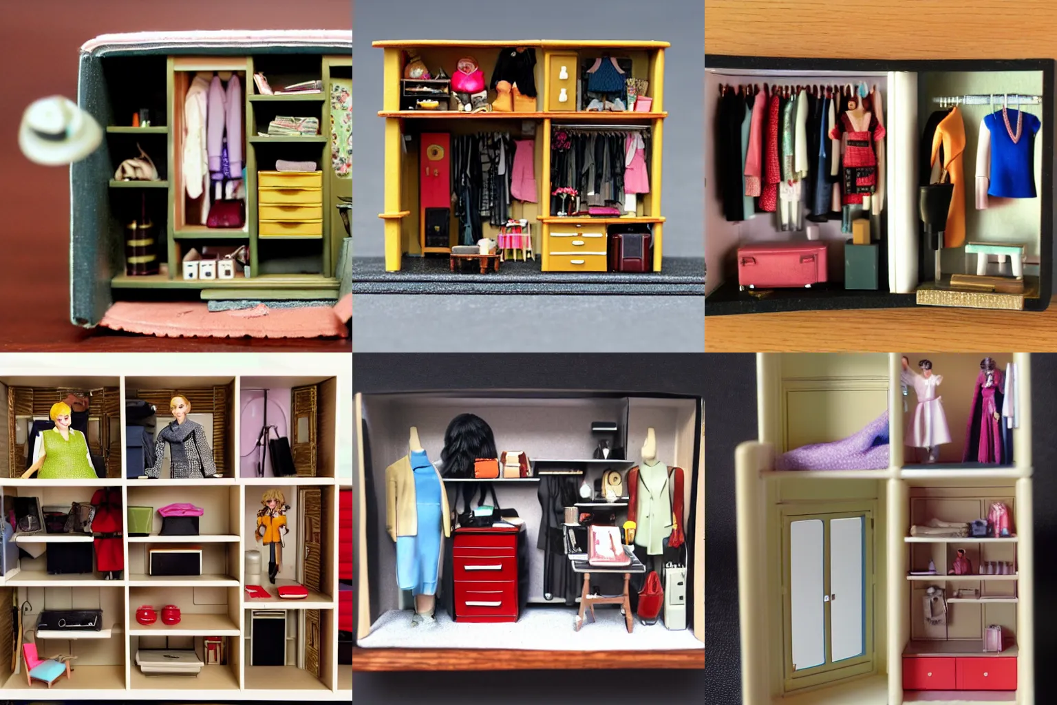 Prompt: miniature diorama of edna mode's wardrobe