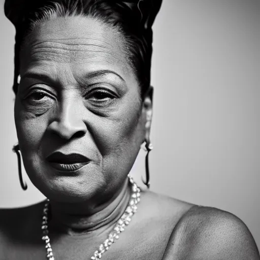 Prompt: dslr photo portrait still of 6 0 year old age 6 0 billie holiday at age 6 0!!!, 8 5 mm f 1. 8