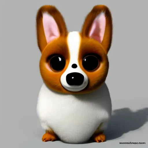 Prompt: a corgi furby, concept art, high resolution, detailed, realistic, cute, happy, fun