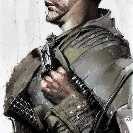 Prompt: portrait of a spanish republican officer ruben ruiz ibarruri, tragic, military art, fantasy, hd shot, digital portrait, beautiful, artstation, comic style, by artgerm, guy denning, jakub rozalski, magali villeneuve and charlie bowater