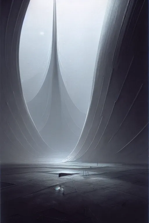 Image similar to emissary space by arthur haas and bruce pennington and john schoenherr, cinematic matte painting, zaha hadid building, 8 k, dark moody cinematic monochrome color palate