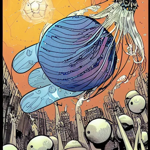 Image similar to space jellyfish by geoff darrow