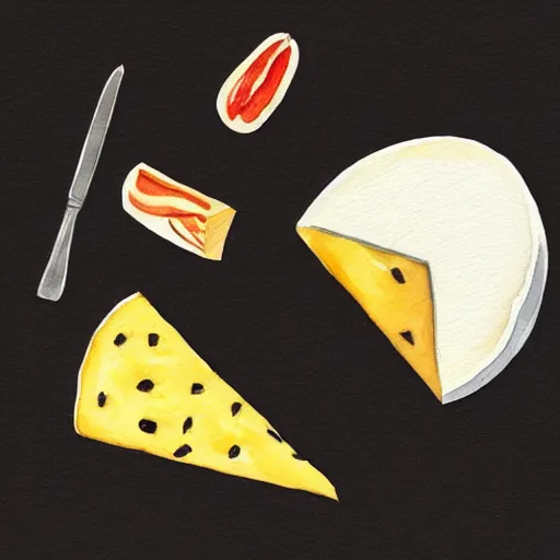 Prompt: cheese, watercolor food illustration, instagram # foodillustration