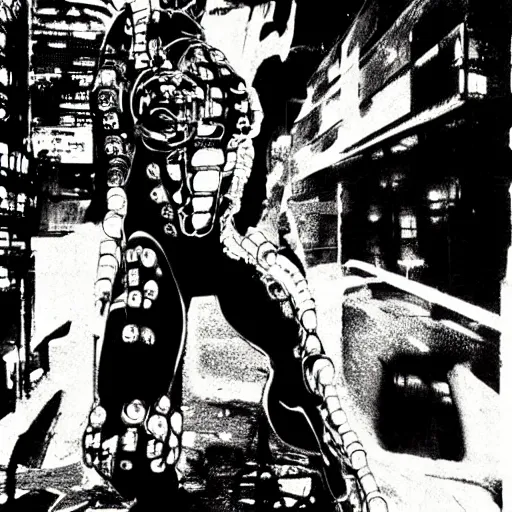 Prompt: cyborg by daido moriyama