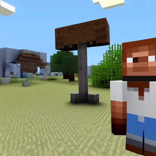 Prompt: walter white cooking meth in minecraft