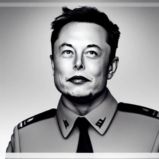 Image similar to elon musk wearing a nazi uniform, paparazzi photo, realistic, blurred, high definition