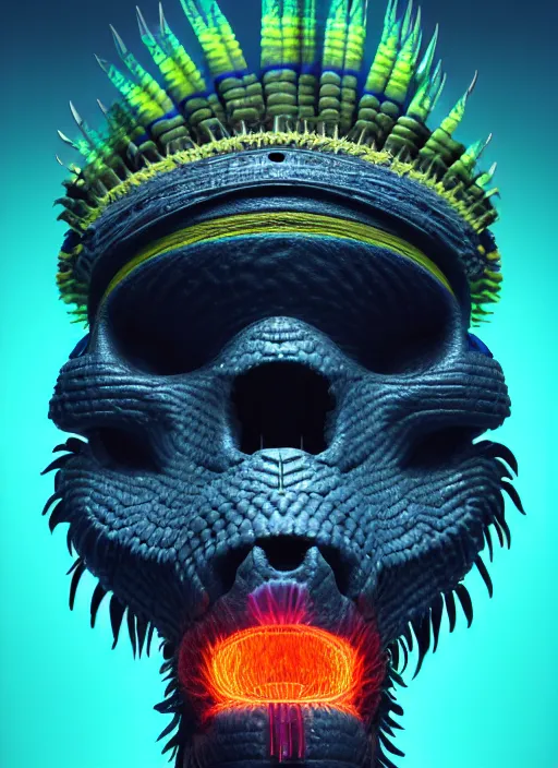 Image similar to 3 d ape shaman mage profile portrait, sigma 5 0 0 mm f / 5. beautiful intricate highly detailed quetzalcoatl skull and feathers. bioluminescent, plasma, lava, ice, water, wind, creature, thunderstorm! artwork by tooth wu and wlop and beeple and greg rutkowski, 8 k trending on artstation,