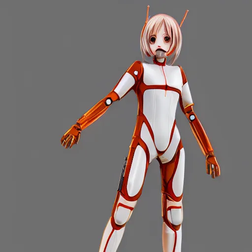 Image similar to beautiful image of a human like anime android in a thight plugsuit, high quality, highly detailed, 4 k, drawn by wwpgi, trending on artstation, digital art, rendered in unity 3 d