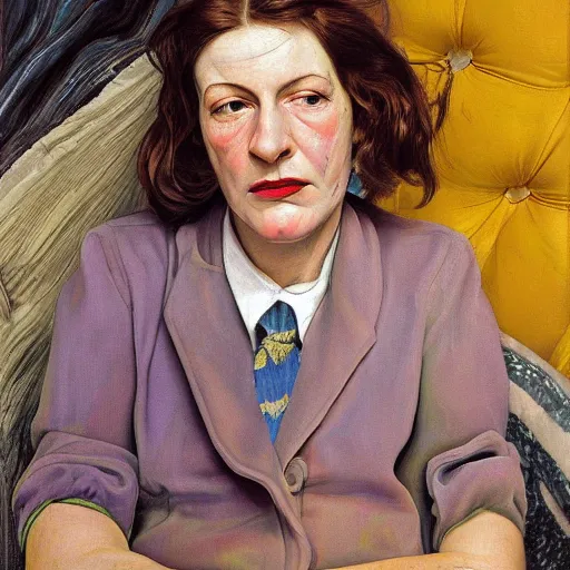 Image similar to high quality high detail painting by lucian freud, hd, portrait of violet tarantino