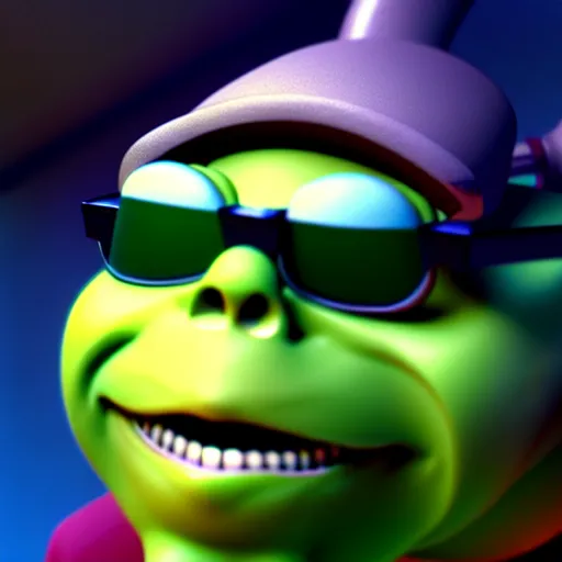 Image similar to octane render renderman pixar unreal engine 3 d gorillaz character