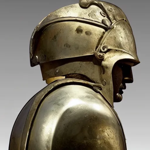 Prompt: an ancient greek soldier wearing corinthian helmet