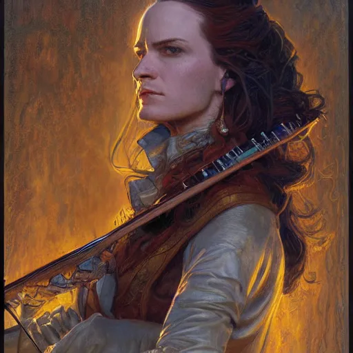 Image similar to portrait of a rogue bard, fantasy art by donato giancola and magali villenueve, featured on cg society, reimagined by industrial light and magic, behance hd, movie still