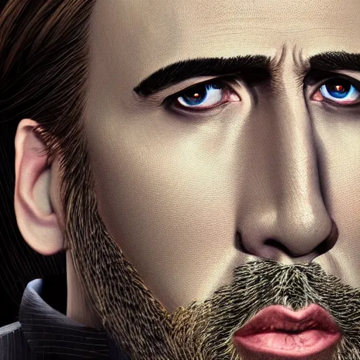 Image similar to Nicholas Cage Blond Merman, trending on artstation, 8k