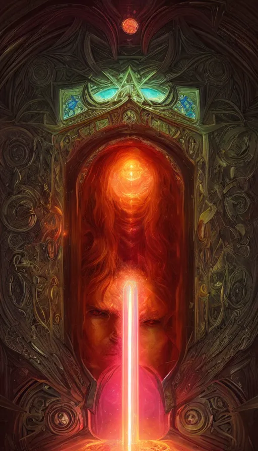 Image similar to door, supernova, lord of the rings ,neon, fibonacci, sweaty, insane, intricate, highly detailed, digital painting, artstation, concept art, smooth, sharp focus, illustration, Unreal Engine 5, 8K, art by artgerm and greg rutkowski and alphonse mucha