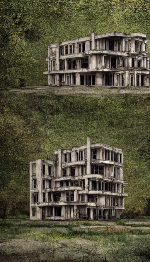 Image similar to a beautiful hyperdetailed rendering of city abandoned urbex nature ranch building architecture unfinished building by adolf loos, junglepunk nature lake, archdaily, wallpaper, highly detailed, trending on artstation.