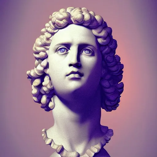 Prompt: baroque vaporwave statue bust, trending on art station, 4k UHD, 8k, painting illustration, high detail