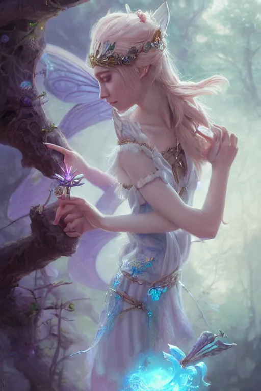 Image similar to fairy princess, highly detailed, d & d, fantasy, highly detailed, digital painting, trending on artstation, concept art, sharp focus, illustration, art by artgerm and greg rutkowski and fuji choko and viktoria gavrilenko and hoang lap