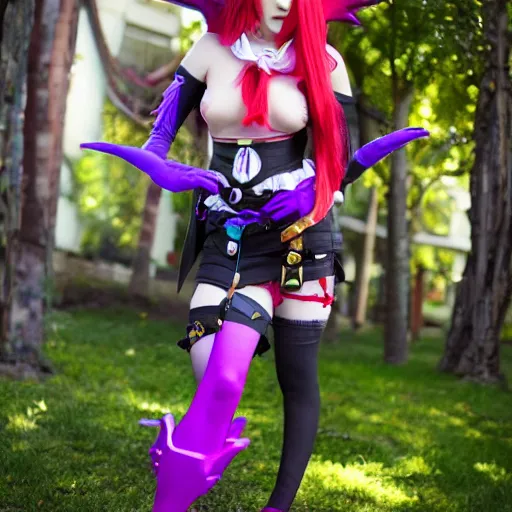 Prompt: Jinx from Arcane cosplay