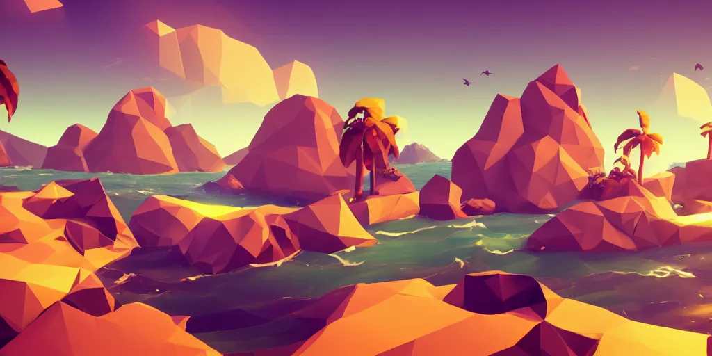 Image similar to low poly sea of thieves