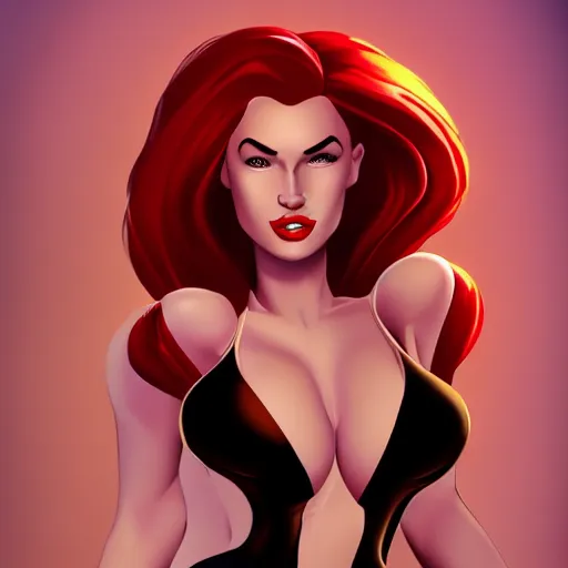 Prompt: Megan Fox as Jessica Rabbit, artstation