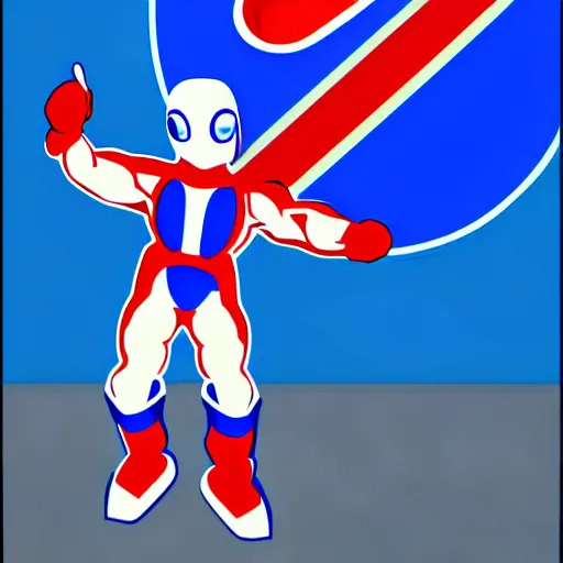 Image similar to Pepsiman is throwing cans of pepsi at elderly woman. digital art