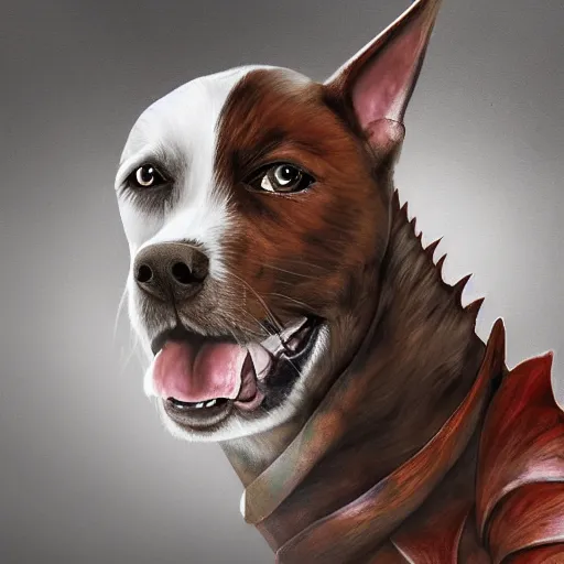 Image similar to dog + dragon, digital art, fantasy, dnd, 8 k