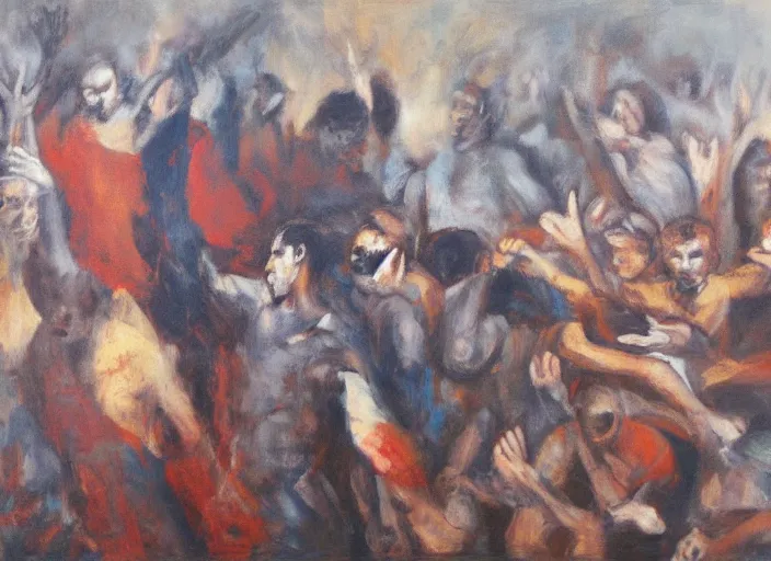 Prompt: Non-Violence, by Carl Fredrik Reuterswärd, oil on canvas