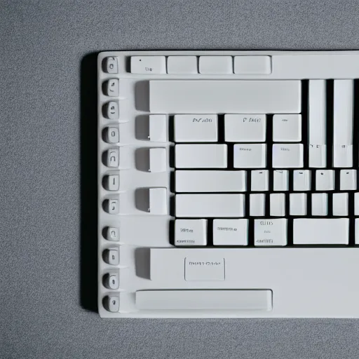 Image similar to Isometric product marketing photo of a beautiful keyboard designed by Dieter Rams