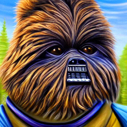 Image similar to a very high detailed painting of teek race ewoks strar wars