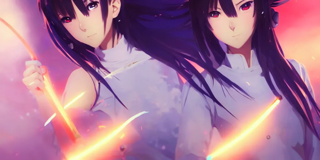 Image similar to beautiful anime girl holding a light source inside her hand, wearing samurai armor, expert high detail concept art, character design, perfect proportions defined faces, vivid colors, photorealistic shaded lighting poster ilya kuvshinov, katsuhiro, makoto shinkai, wlop, loish and clamp style, trending on artstation, best selling artist