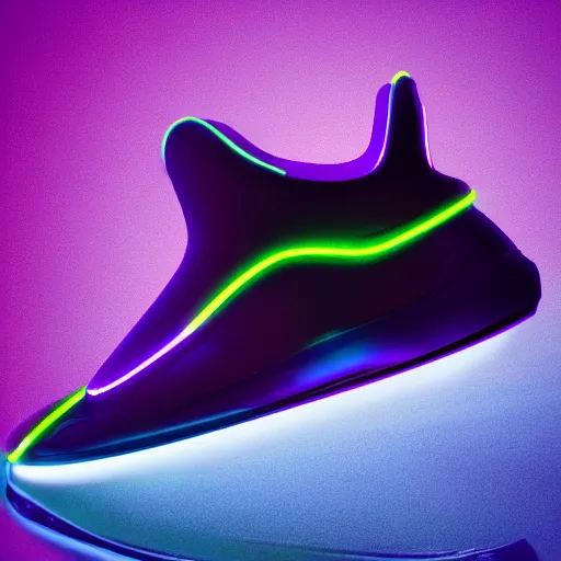 Prompt: a futuristic shoe with neon lights with alien like design 4 k
