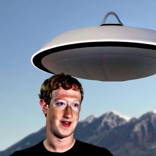 Image similar to Mark Zuckerberg steering a UFO