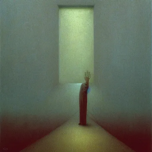 Prompt: Dry commuter ghost. Zdzisaw Beksinski.