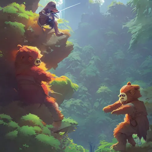 Image similar to hero world ewoks, behance hd by jesper ejsing, by rhads, makoto shinkai and lois van baarle, ilya kuvshinov, rossdraws global illumination