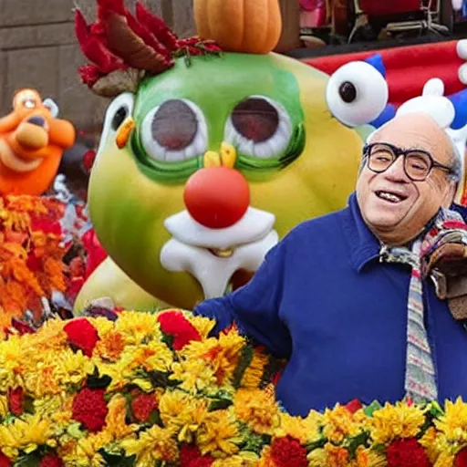 Image similar to pictures of Danny Devito as a Macy's Thanksgiving Day parade float